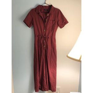 Madewell burgundy wide leg jumpsuit